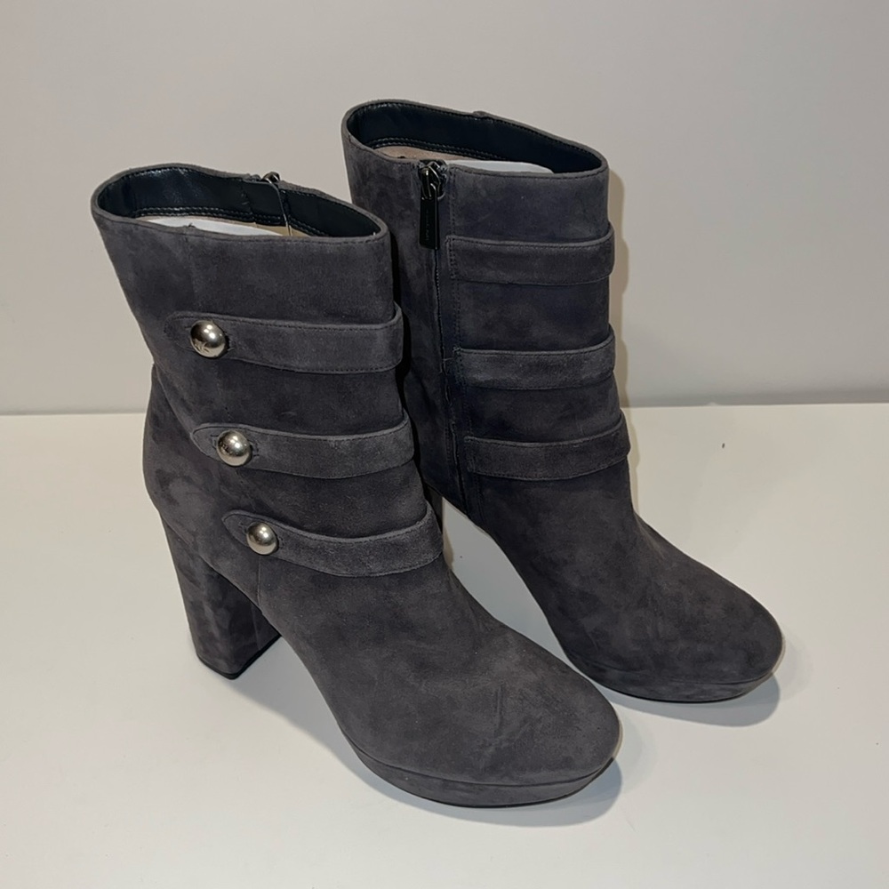 Michael Kors Maudie Grey Suede Platform Ankle Boots